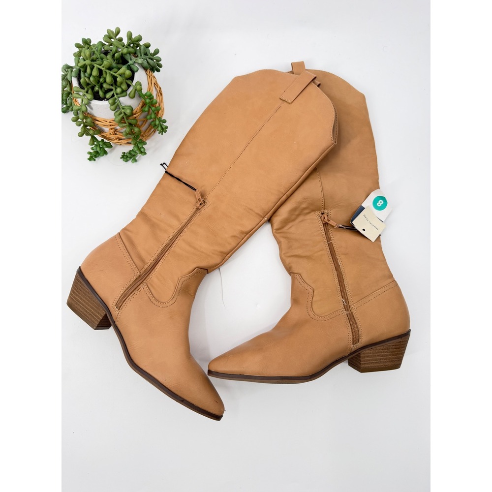 Universal Thread Cowboy Boots Womens 8 Tan Shana Western Memory Foam Tall Boots